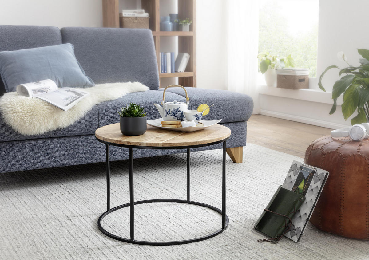 COUCHTISCH in Holz 60/60/43 cm  - Schwarz/Akaziefarben, Modern, Holz/Metall (60/60/43cm) - MID.YOU