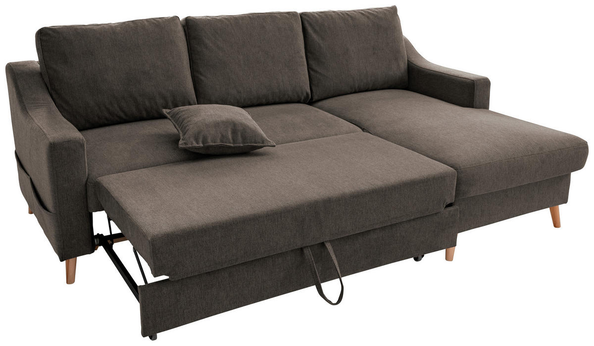 ECKSOFA Braun Struktur  - Naturfarben/Braun, KONVENTIONELL, Holz/Textil (228/150cm) - P & B