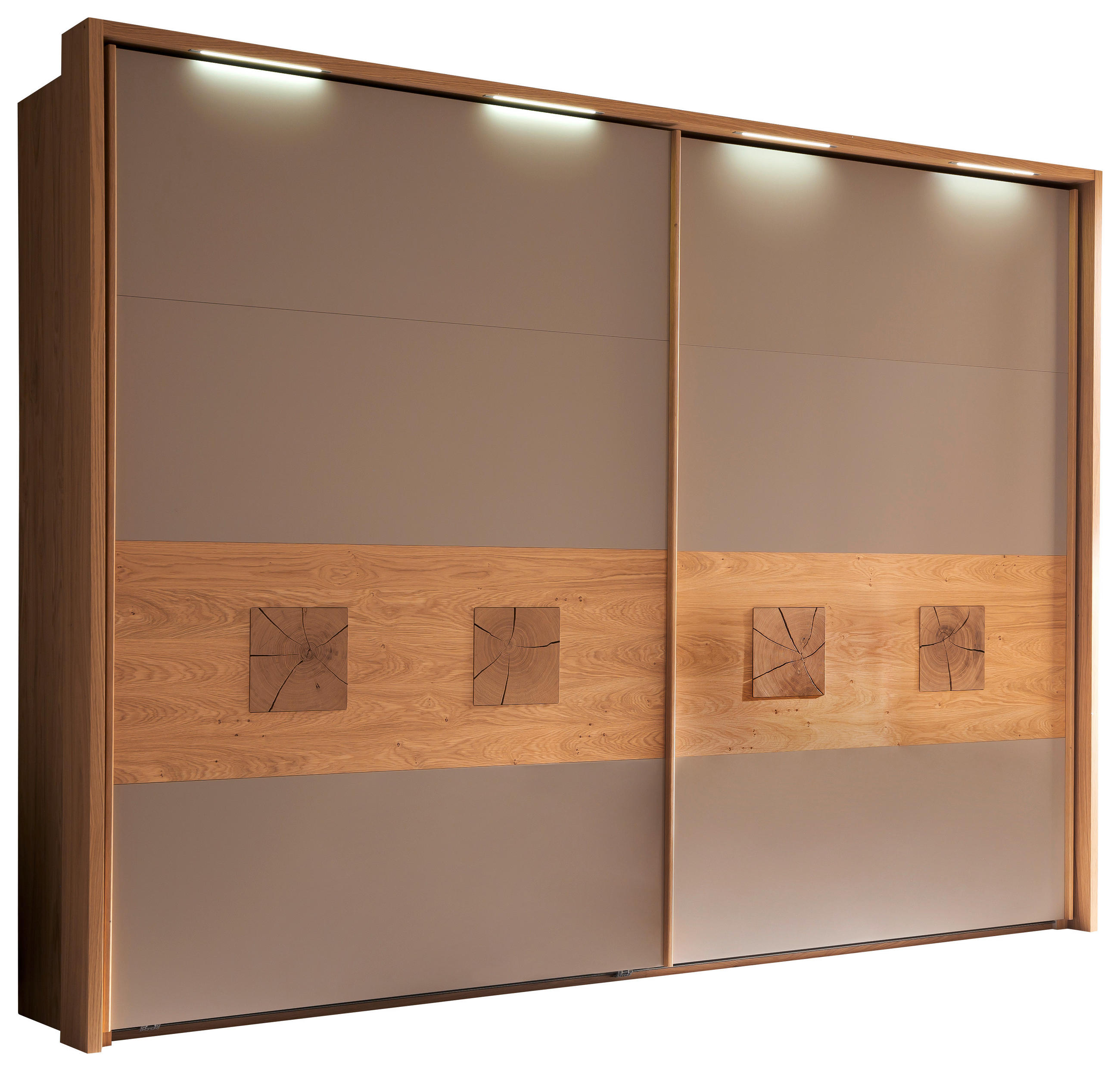 SCHWEBETÜRENSCHRANK  in Taupe, Eichefarben  - Taupe/Eichefarben, Design, Holz/Holzwerkstoff (270,6/230,4/68cm) - Schöner Wohnen