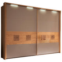 SCHWEBETÜRENSCHRANK  in Taupe, Eichefarben  - Taupe/Eichefarben, Design, Holz/Holzwerkstoff (301,3/230,4/68cm) - Schöner Wohnen