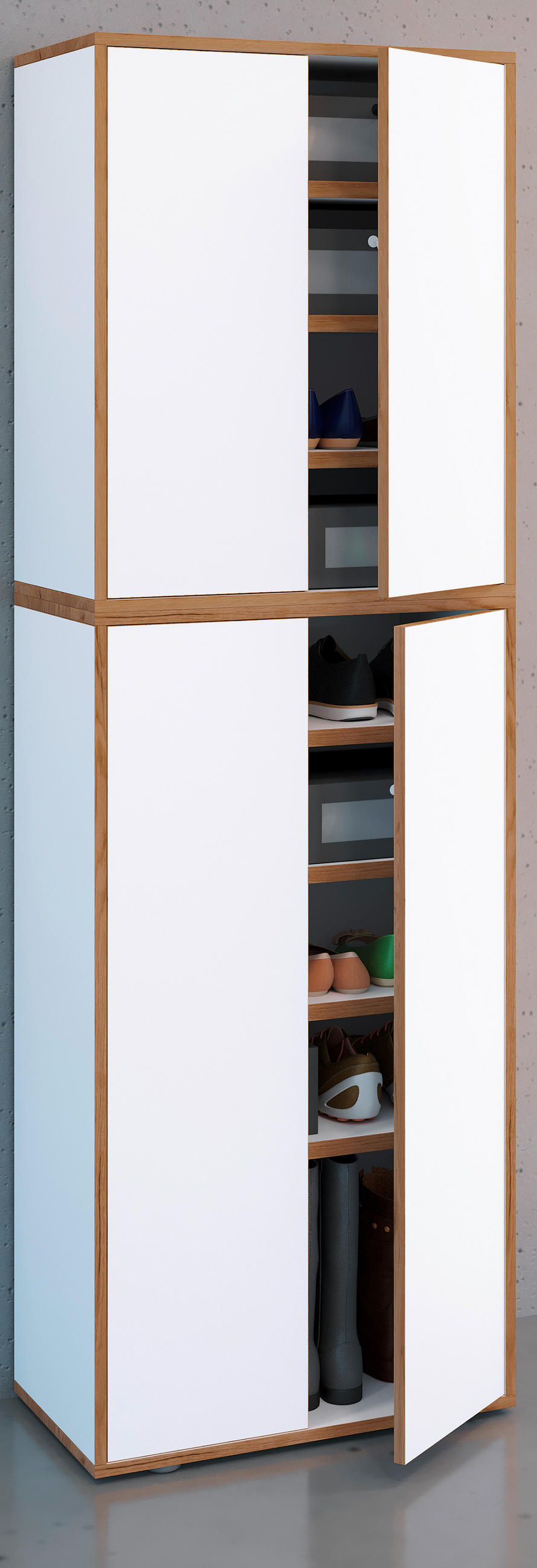 SCHUHSCHRANK  in 60/183/33 cm  - Honigeiche/Weiss, Design, Holzwerkstoff/Kunststoff (60/183/33cm) - MID.YOU