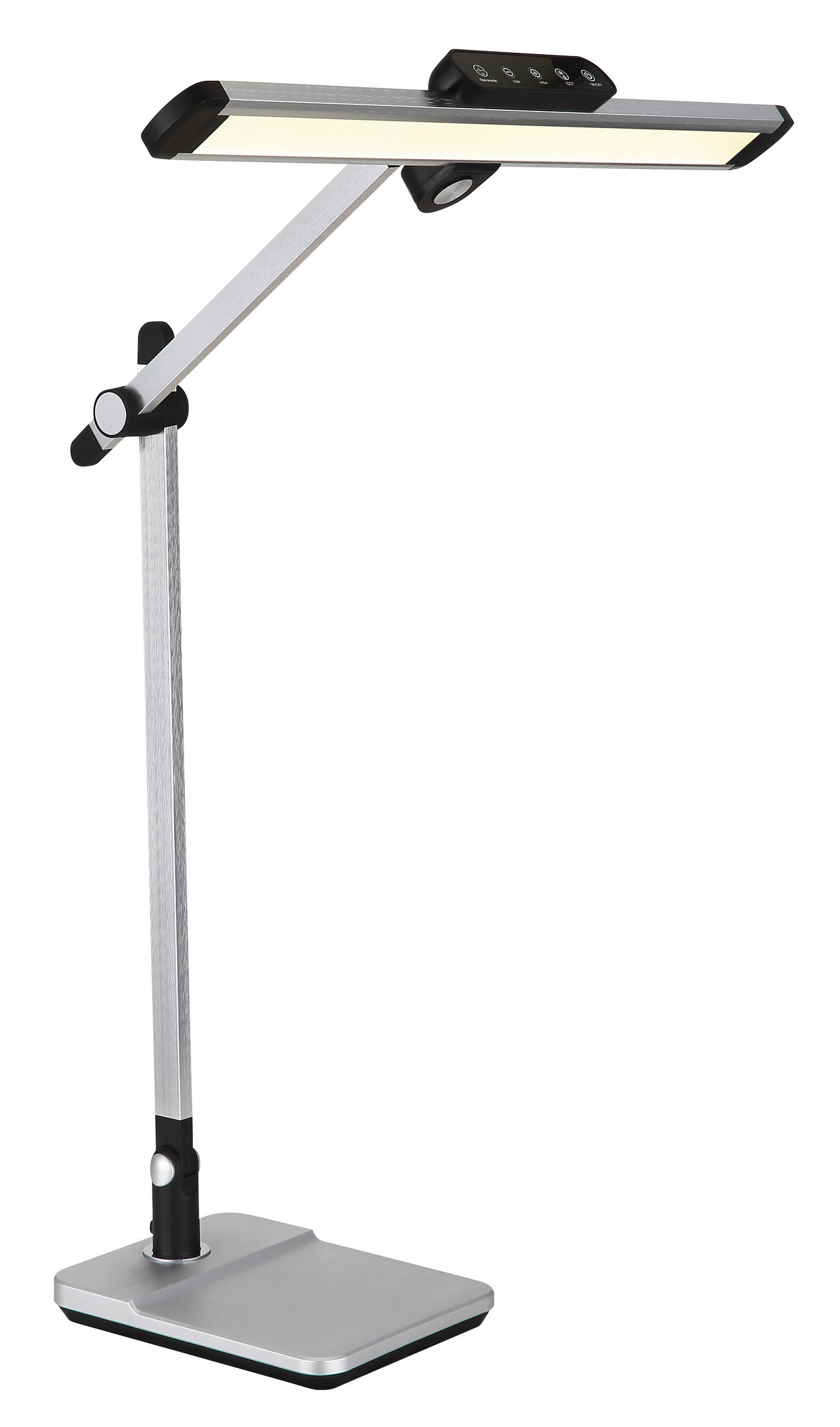 LED-SVETILKA ZA PISALNO MIZO     36,8/50/61,2 cm          - srebrne barve/črna, Design, kovina/umetna masa (36,8/50/61,2cm) - Globo