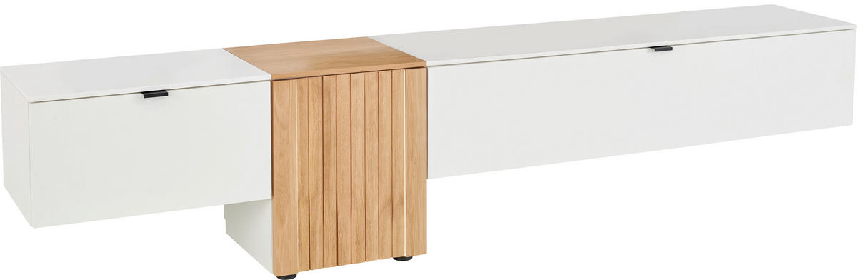 NÍZKÁ KOMODA, divoký dub, bílá, barvy dubu, 250/50/42 cm - bílá/černá, Design, kov/dřevo (250/50/42cm) - Novel