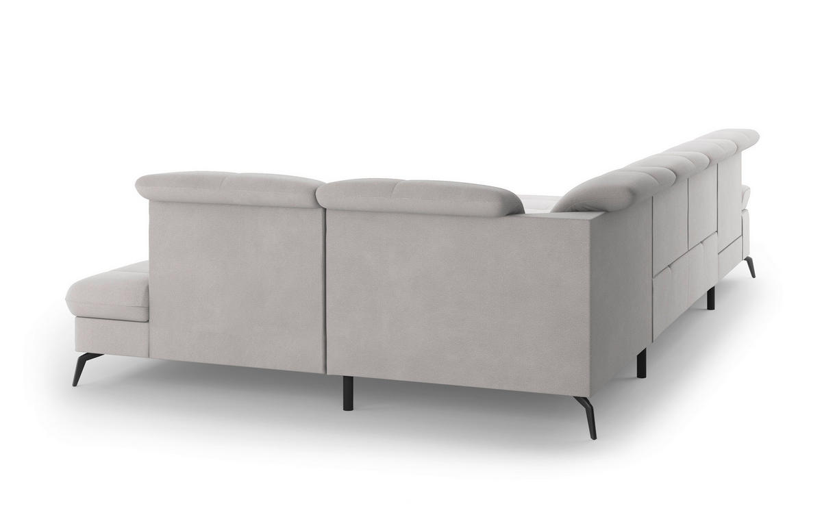 WOHNLANDSCHAFT in Flachgewebe Silberfarben  - Silberfarben/Schwarz, Konventionell, Textil/Metall (185/357/231cm) - Sit & More