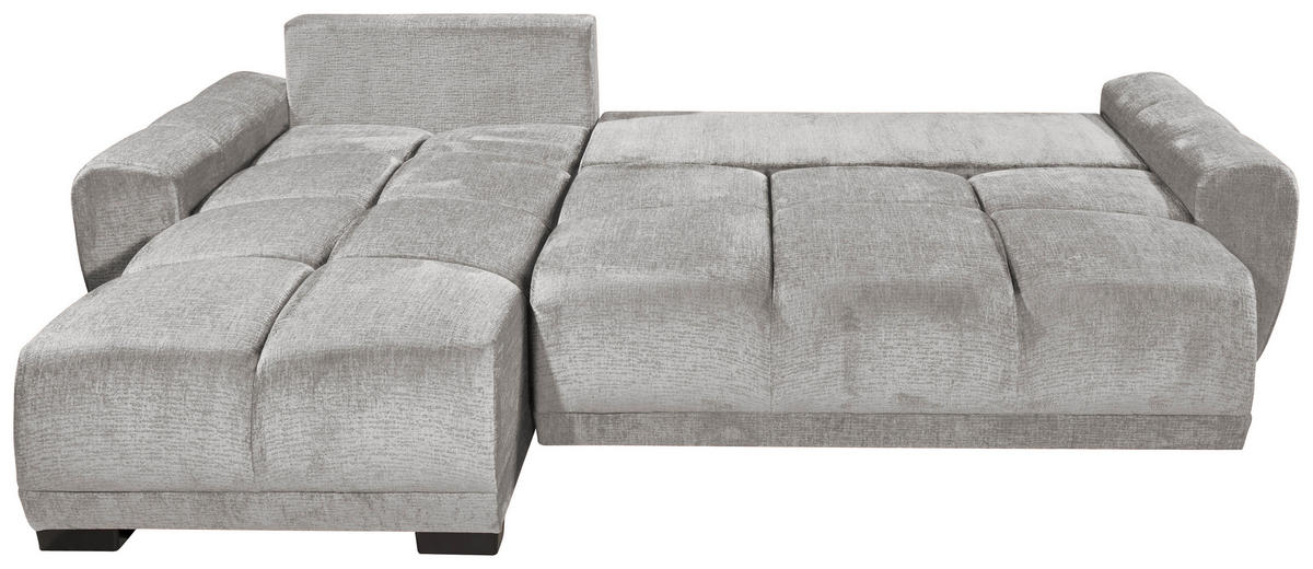 HÖRNBÄDDSOFFA 3-sits i chenille silver  - silver/svart, Basics, textil/plast (294/183cm) - Livetastic
