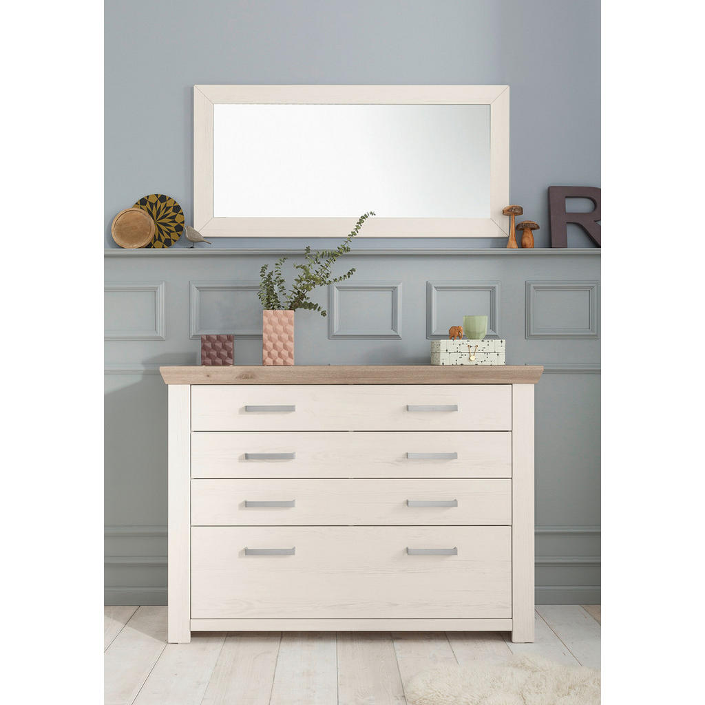 Thumbnail - SetOne by Musterring Kommode, Weiß, Eiche, Metall, 8 Schubladen, 129.3x94.6x44.2 cm, Beimöbel erhältlich, Wohnzimmer, Ko...