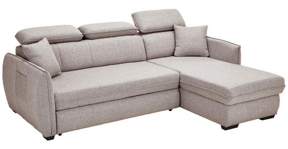 ECKSOFA in Flachgewebe Greige - Greige/Schwarz, MODERN, Kunststoff/Textil (182/237cm) - Carryhome