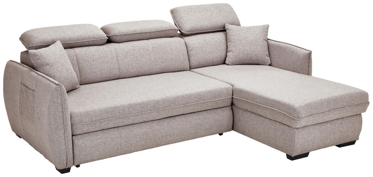 ECKSOFA Greige Flachgewebe  - Greige/Schwarz, MODERN, Kunststoff/Textil (182/237cm) - Carryhome