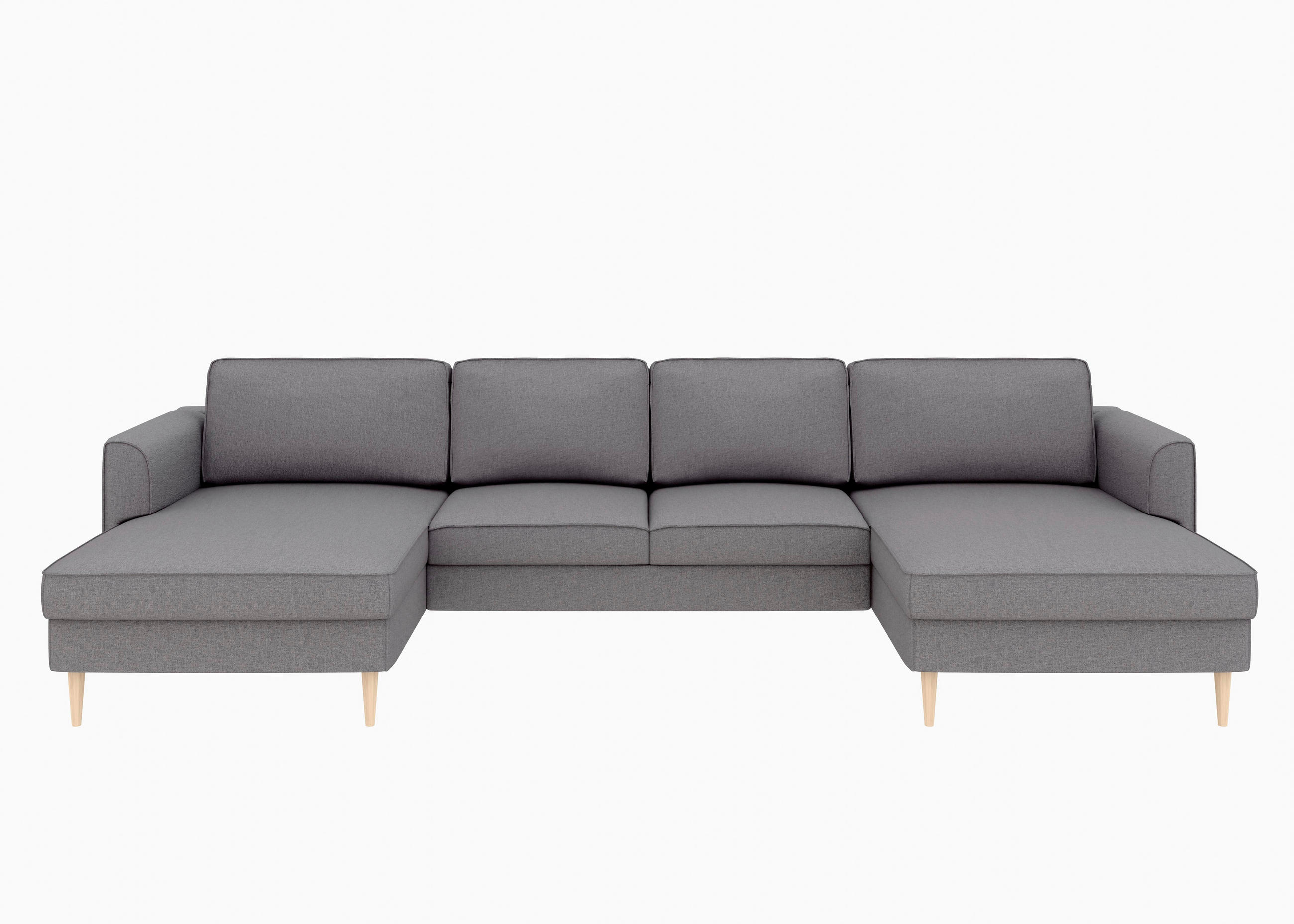 WOHNLANDSCHAFT Anthrazit Struktur  - Anthrazit/Buchefarben, MODERN, Holz/Textil (161/306/161cm) - Trendmanufaktur