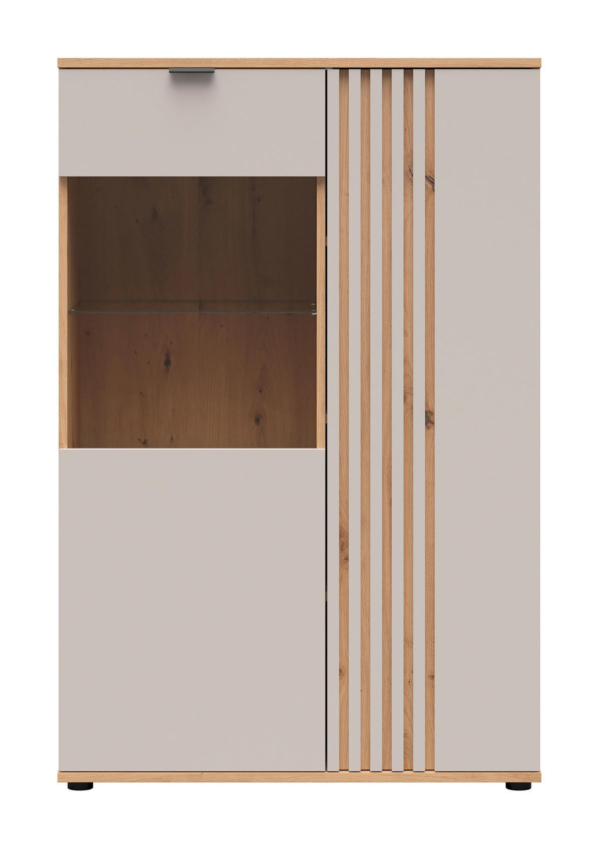 HIGHBOARD , 90,5/137,5/40 cm,  - Kaschmir/Schwarz, MODERN, Glas/Holzwerkstoff (90,5/137,5/40cm) - Milino