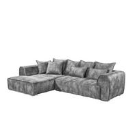 ECKSOFA Mikrovelours Grau  - Silberfarben/Grau, Modern, Kunststoff/Textil (197/320cm) - MID.YOU