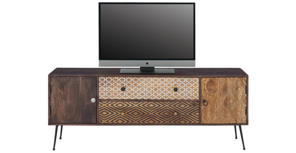 LOWBOARD in 157/60/35 cm - Messingfarben/Multicolor, LIFESTYLE, Holz/Metall (157/60/35cm) - Landscape