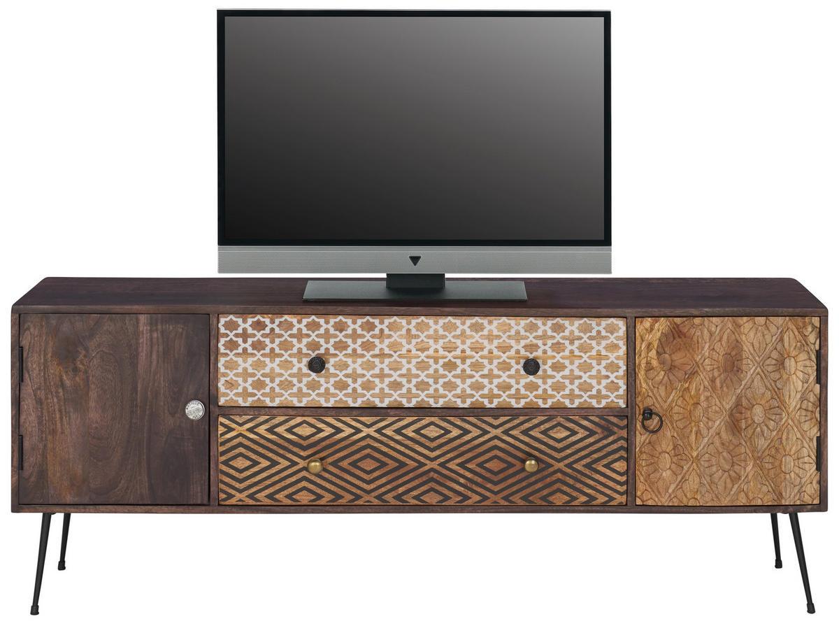 LOWBOARD  in 157/60/35 cm  - Weiss/Messingfarben, Lifestyle, Holz/Metall (157/60/35cm) - Landscape