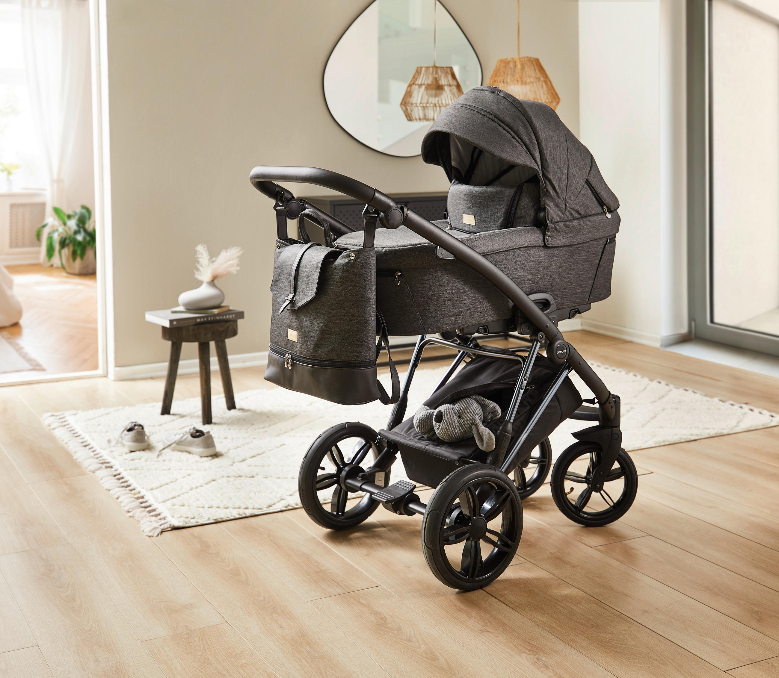 BARNVAGNSSET Fashion Air  - grå/svart, Trend, metall/läder (105/59/105cm) - Jimmylee