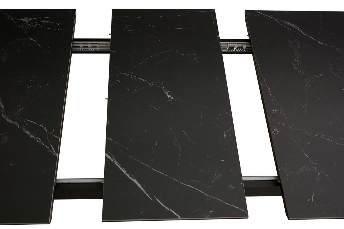 ESSTISCH Schwarz rechteckig  ausziehbar  - Schwarz, MODERN, Keramik/Holzwerkstoff (160/90/76cm) - MID.YOU