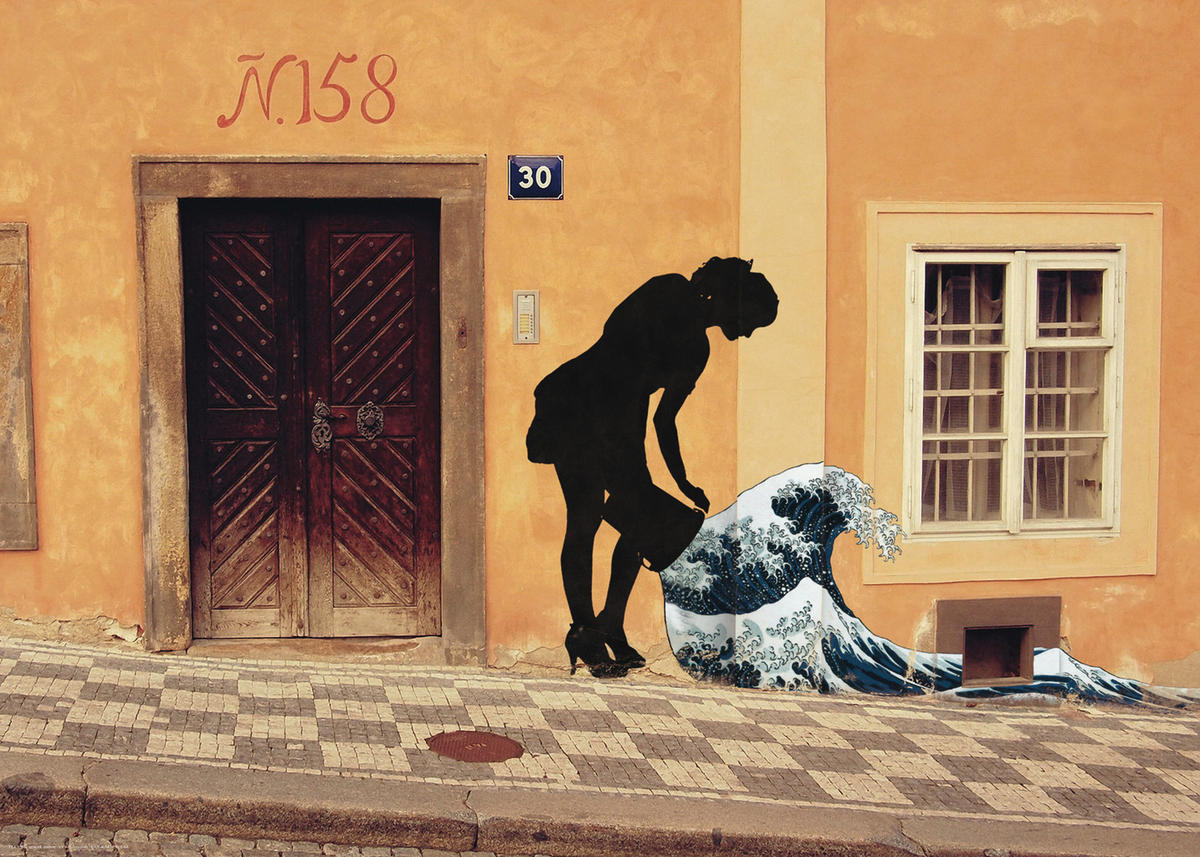 KUNSTDRUCK Städte 70/50 cm  - Blau/Beige, Basics, Papier (70/50cm) - Monee