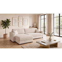 ECKSOFA  Cord Beige  - Beige/Schwarz, Basics, Holz/Holzwerkstoff (284/184cm) - MID.YOU