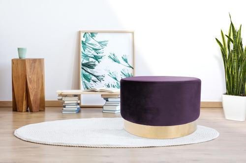 TABURET, dřevo, textil, kompozitní dřevo, 55/43 cm - barvy zlata/purpurová, Basics, dřevo/kompozitní dřevo (55/43cm)