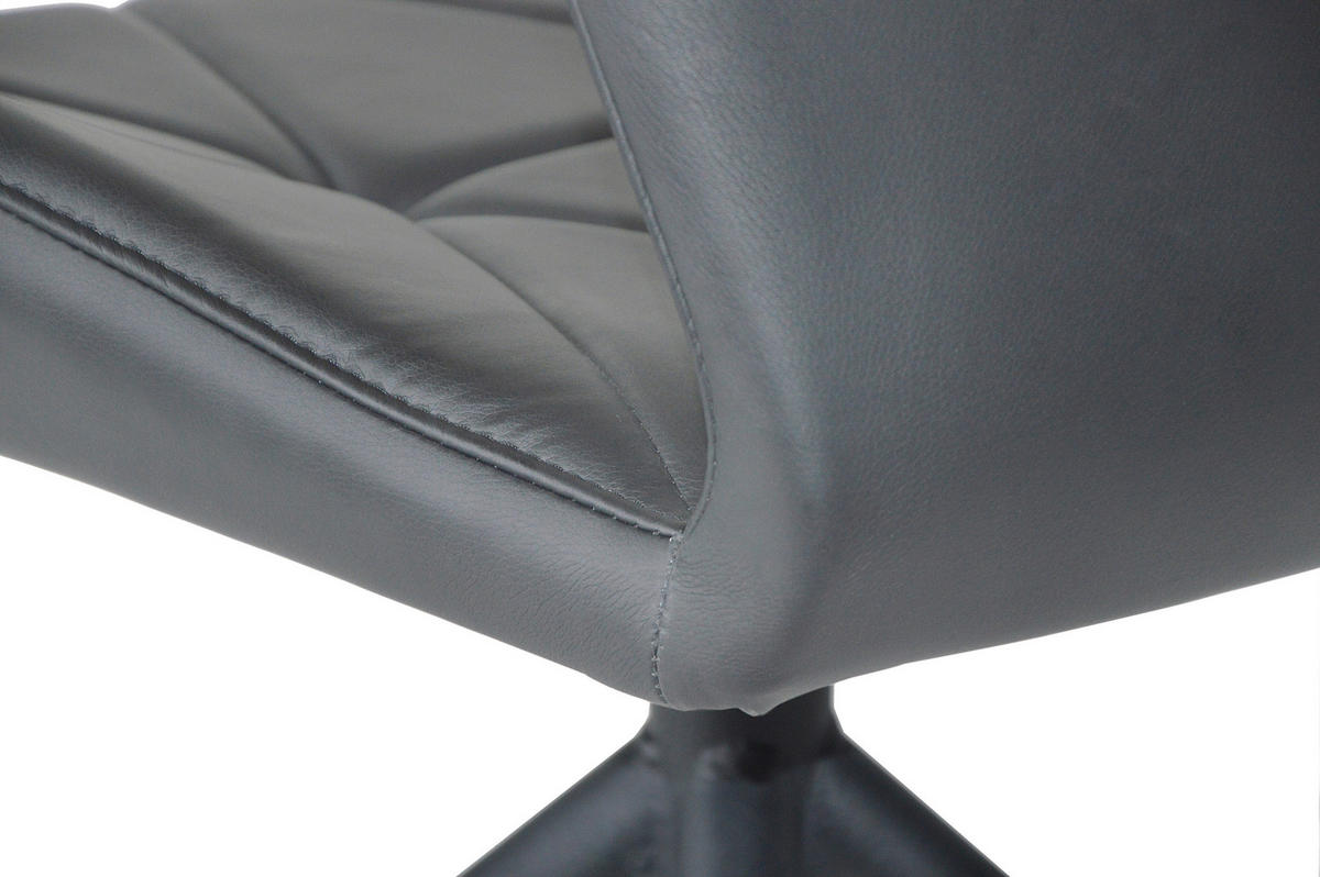 STUHL-SET 2 Stück  in Stahl Lederlook  - Schwarz/Grau, KONVENTIONELL, Textil/Metall (52/90,5/62cm) - MID.YOU