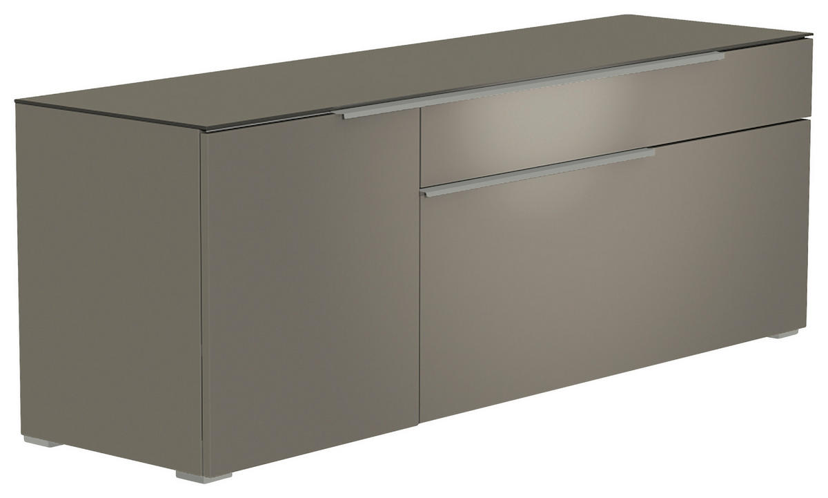LOWBOARD Grau, Alufarben  160/58/45 cm  - Alufarben/Grau, Design, Glas/Holzwerkstoff (160/58/45cm) - Moderano