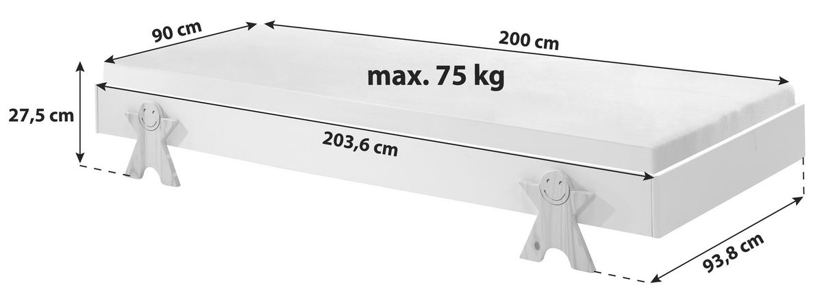 KINDER-/JUNIORBETT 90/200 cm  in Weiß  - Weiß, MODERN, Holz/Holzwerkstoff (90/200cm) - MID.YOU