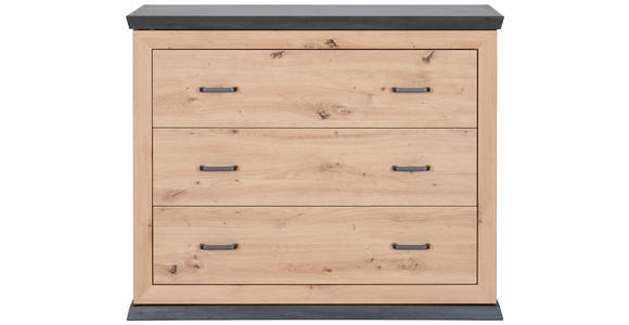 WICKELKOMMODE Benton 110/89,5/43 cm - Eichefarben/Dunkelgrau, Natur, Holzwerkstoff/Kunststoff (110/89,5/43cm) - My Baby Lou