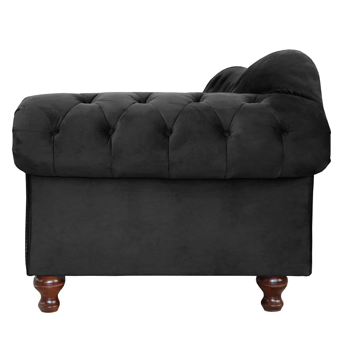 3-SITZER-SOFA SHEFFIELD Mikrofaser Schwarz  - Schwarz/Braun, Design, Holz/Textil (230/92/90cm) - P & B