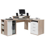 ECKSCHREIBTISCH 140/173/75 cm  in Weiß, Sonoma Eiche  - Silberfarben/Weiß, Basics, Glas/Holzwerkstoff (140/173/75cm) - Carryhome