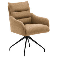 ARMLEHNSTUHL Teddystoff  - Cognac/Schwarz, Design, Textil/Metall (62/86/68cm) - Welnova