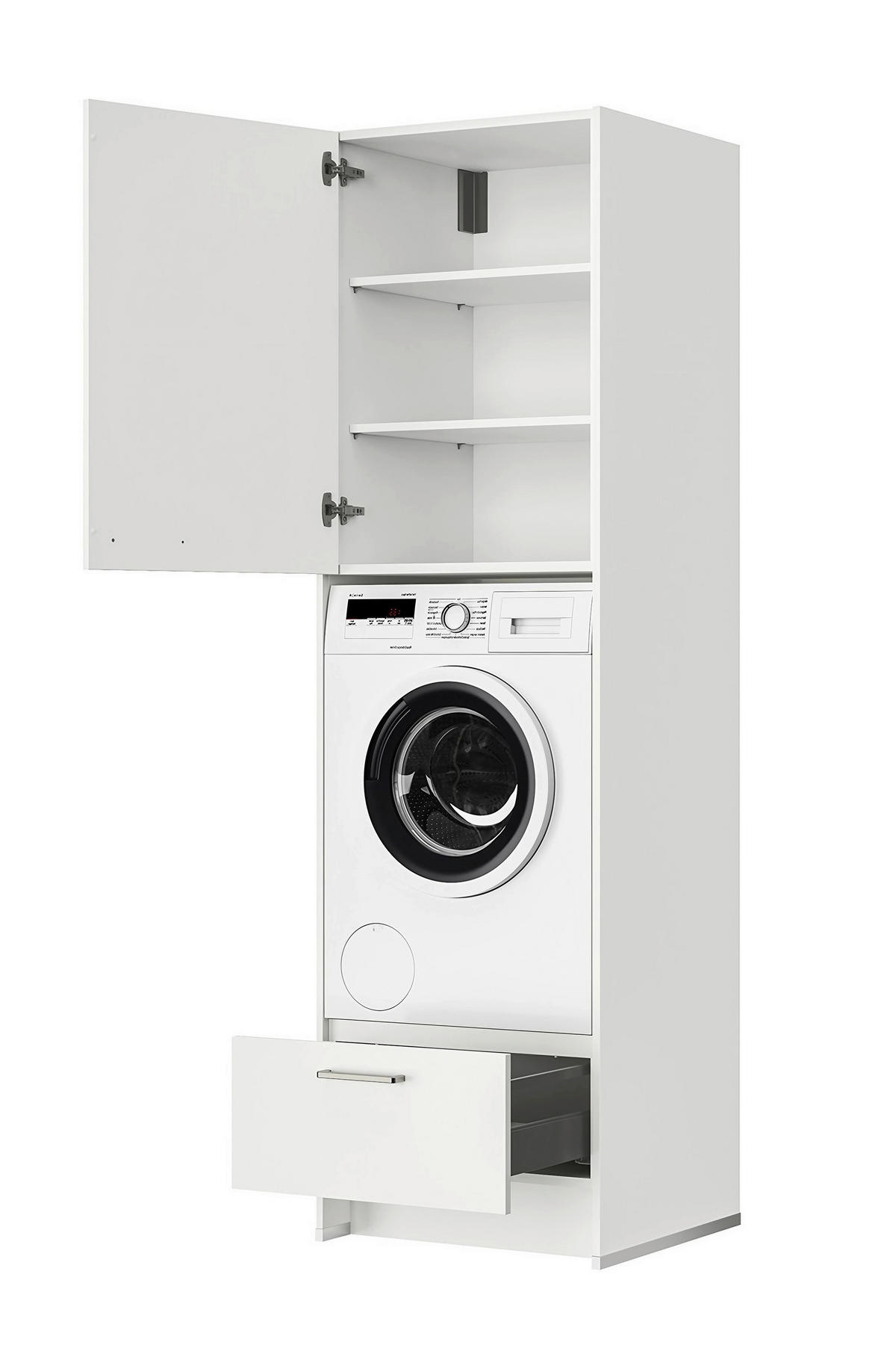 WASCHMASCHINENSCHRANK 63,2/216,6/58,3 cm  in Weiß  - Edelstahlfarben/Weiß, MODERN, Holzwerkstoff/Metall (63,2/216,6/58,3cm) - Nobilia