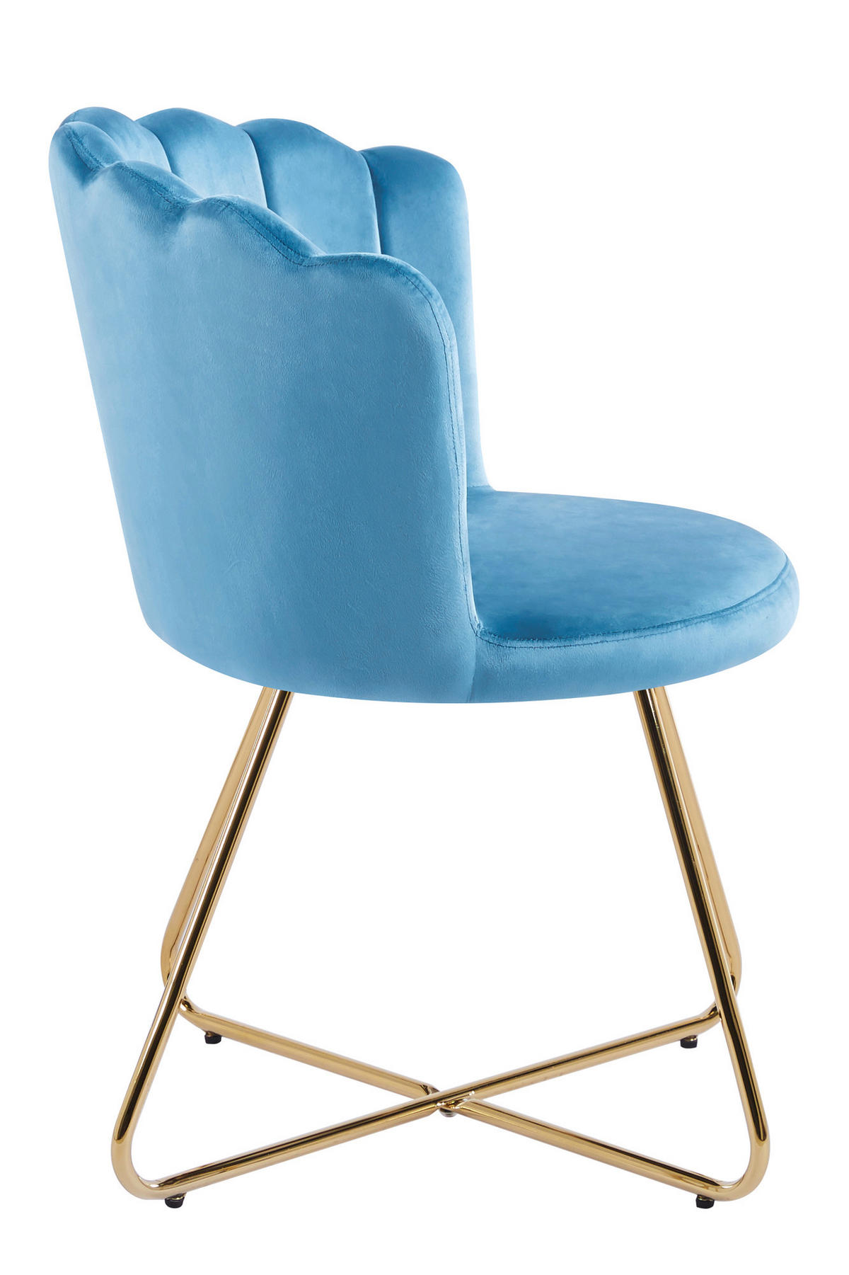 STUHL-SET 2 Stück  in Samt  - Blau/Goldfarben, MODERN, Textil/Metall (69,5/85/66cm) - Livetastic