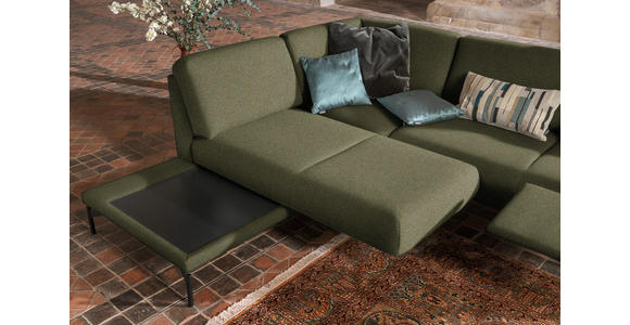 ECKSOFA in Flachgewebe, Struktur Olivgrün  - Anthrazit/Olivgrün, Design, Textil/Metall (230/254cm) - Ambiente