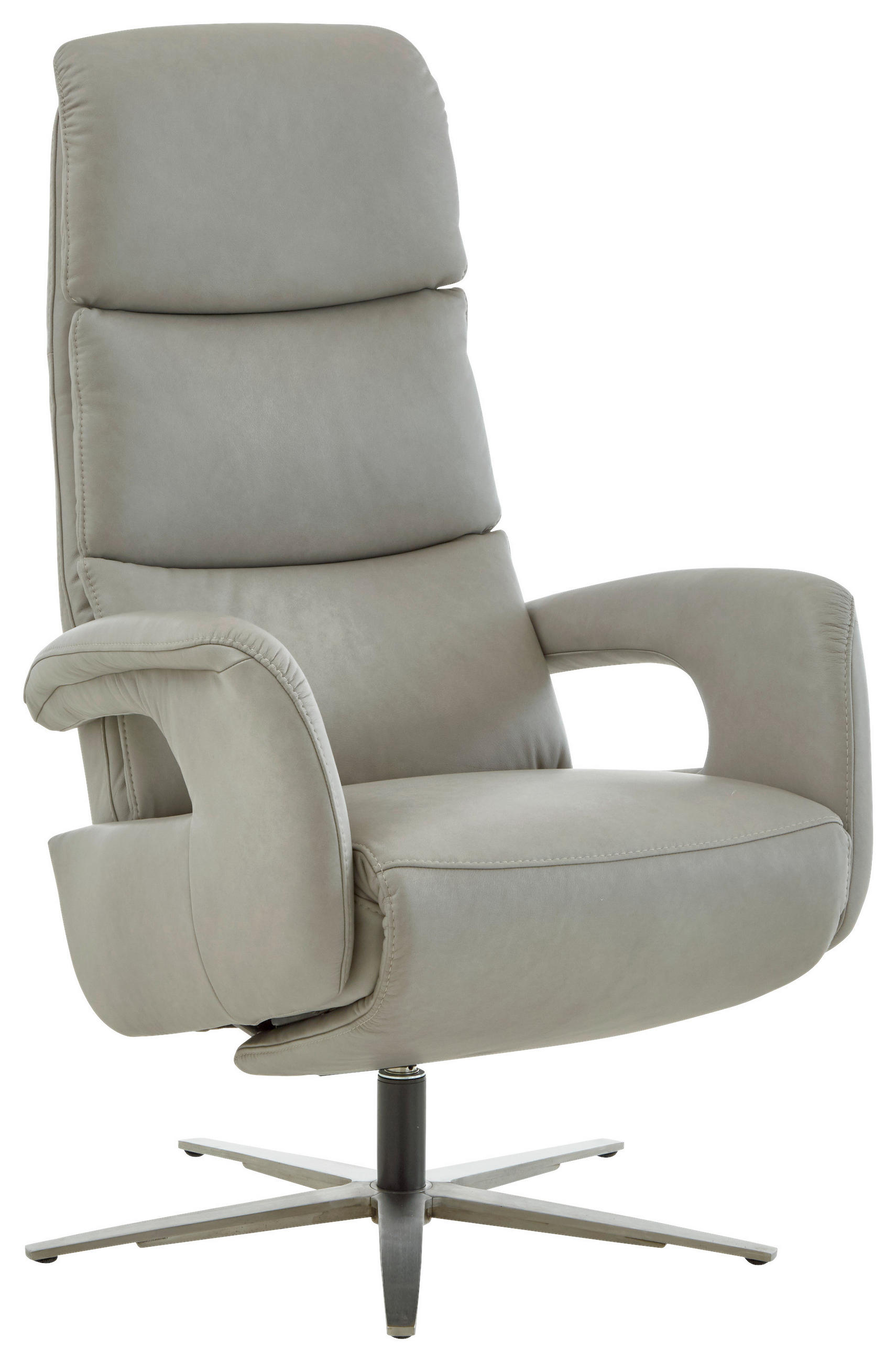 RELAXSESSEL in Leder Greige  - Edelstahlfarben/Greige, Design, Leder/Metall (76/119/86cm) - Dieter Knoll