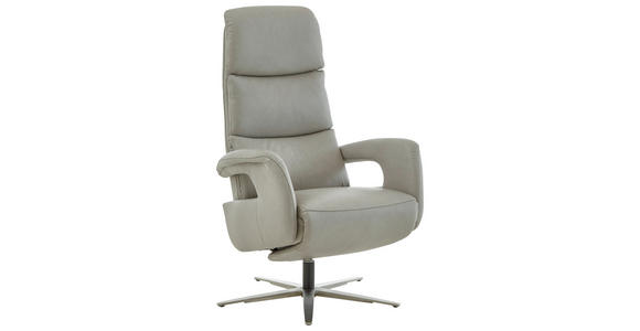 RELAXSESSEL in Leder Greige  - Edelstahlfarben/Greige, Design, Leder/Metall (76/119/86cm) - Dieter Knoll