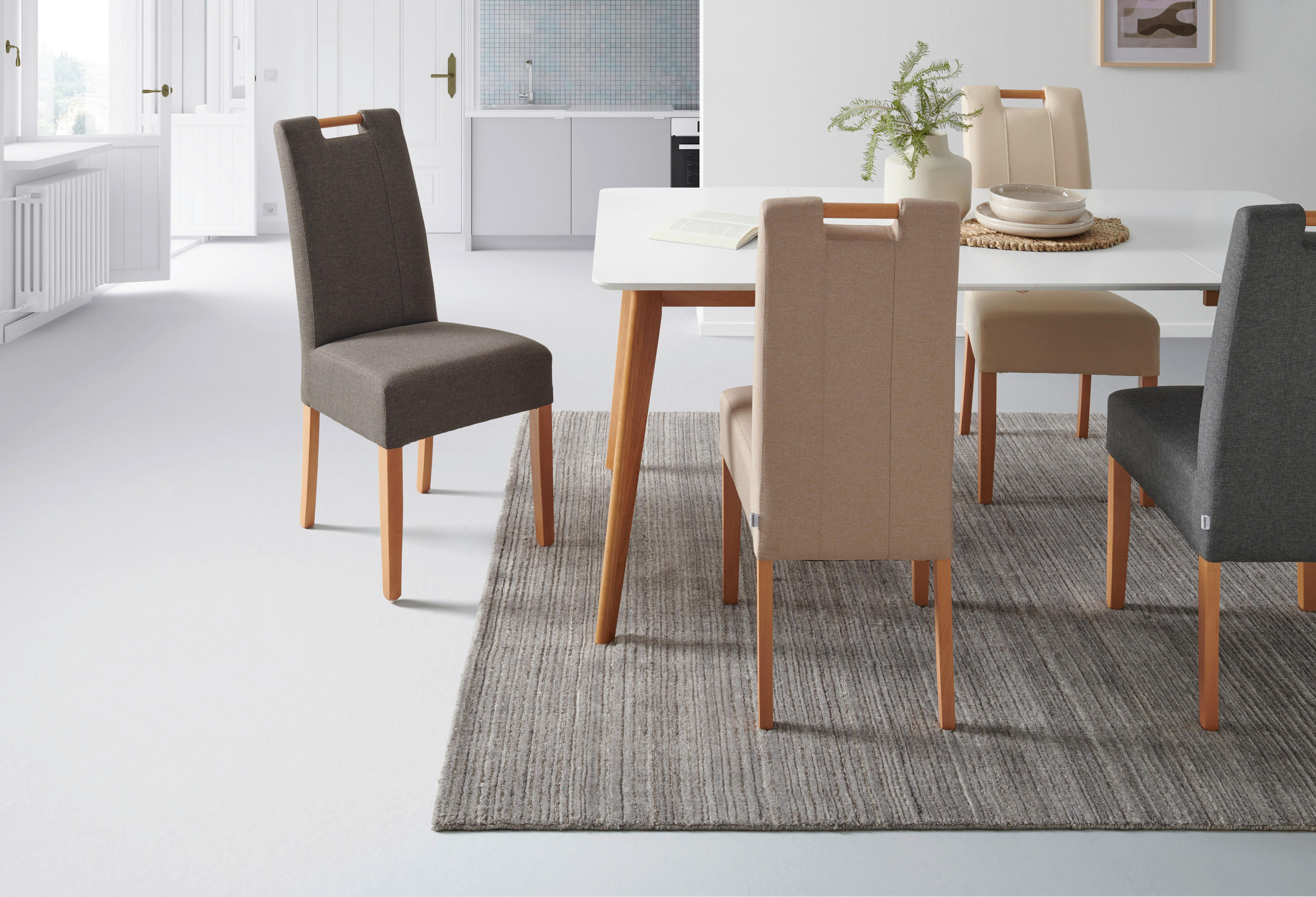 STUHL in Holz, Textil Dunkelbraun  - Dunkelbraun/Naturfarben, MODERN, Holz/Textil (46/101/62cm) - Livetastic