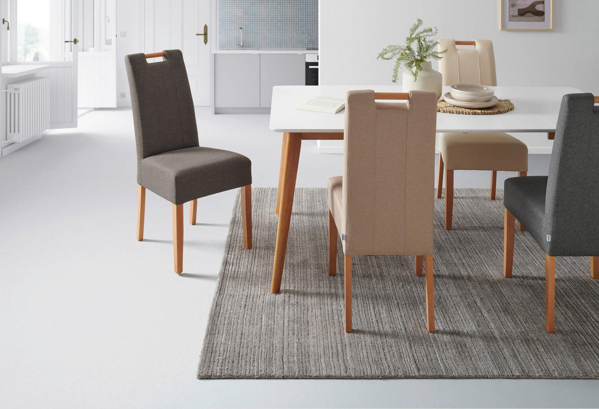 STUHL Webstoff Dunkelbraun Buche massiv  - Dunkelbraun/Naturfarben, MODERN, Holz/Textil (46/101/62cm) - Livetastic