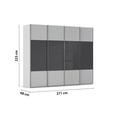 SCHWEBETÜRENSCHRANK  in Schwarz, Seidengrau  - Chromfarben/Seidengrau, KONVENTIONELL, Glas/Holzwerkstoff (271/223/68cm) - Novel
