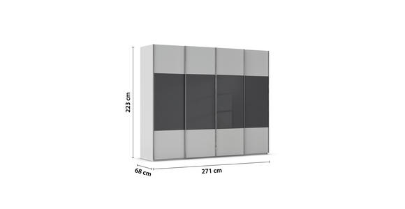SCHWEBETÜRENSCHRANK  in Schwarz, Seidengrau  - Chromfarben/Seidengrau, KONVENTIONELL, Glas/Holzwerkstoff (271/223/68cm) - Novel