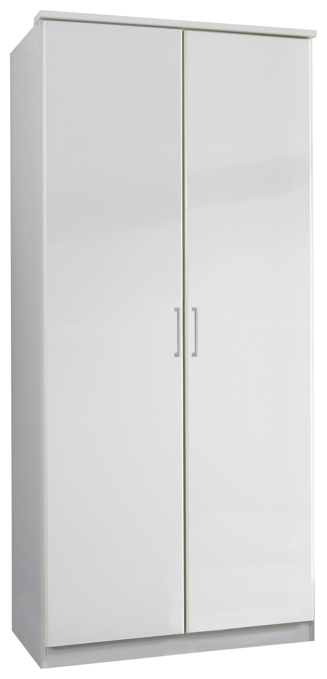 DREHTÜRENSCHRANK 90/199/58 cm,  in Weiß, 2-türig  - Alufarben/Weiß, KONVENTIONELL, Holzwerkstoff/Kunststoff (90/199/58cm) - MID.YOU