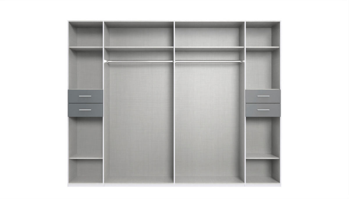 DREHTÜRENSCHRANK  in Graphitfarben, Weiß  - Schwarz/Graphitfarben, Basics, Glas/Holzwerkstoff (270/208/58cm) - P & B