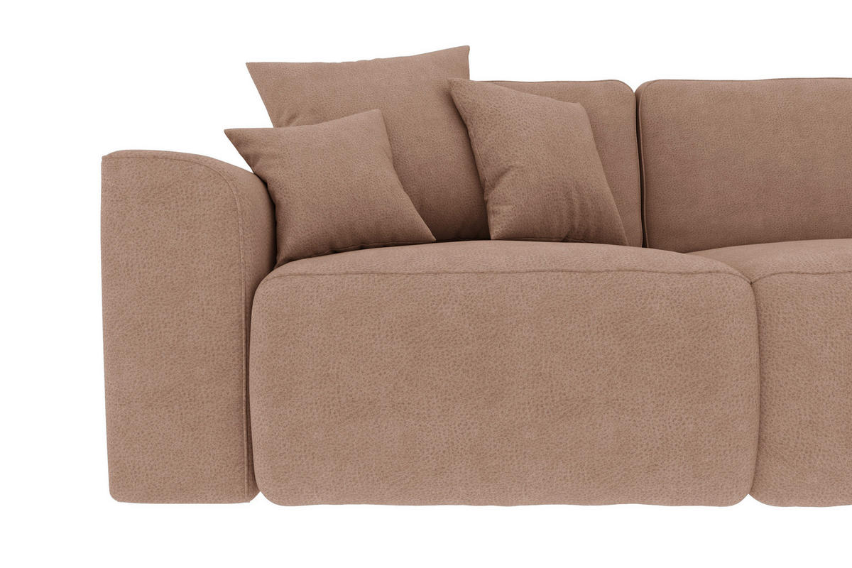 ECKSOFA in Lederlook Cappuccino  293/195 cm  - Chromfarben/Cappuccino, KONVENTIONELL, Kunststoff/Textil (293/195cm) - Carryhome