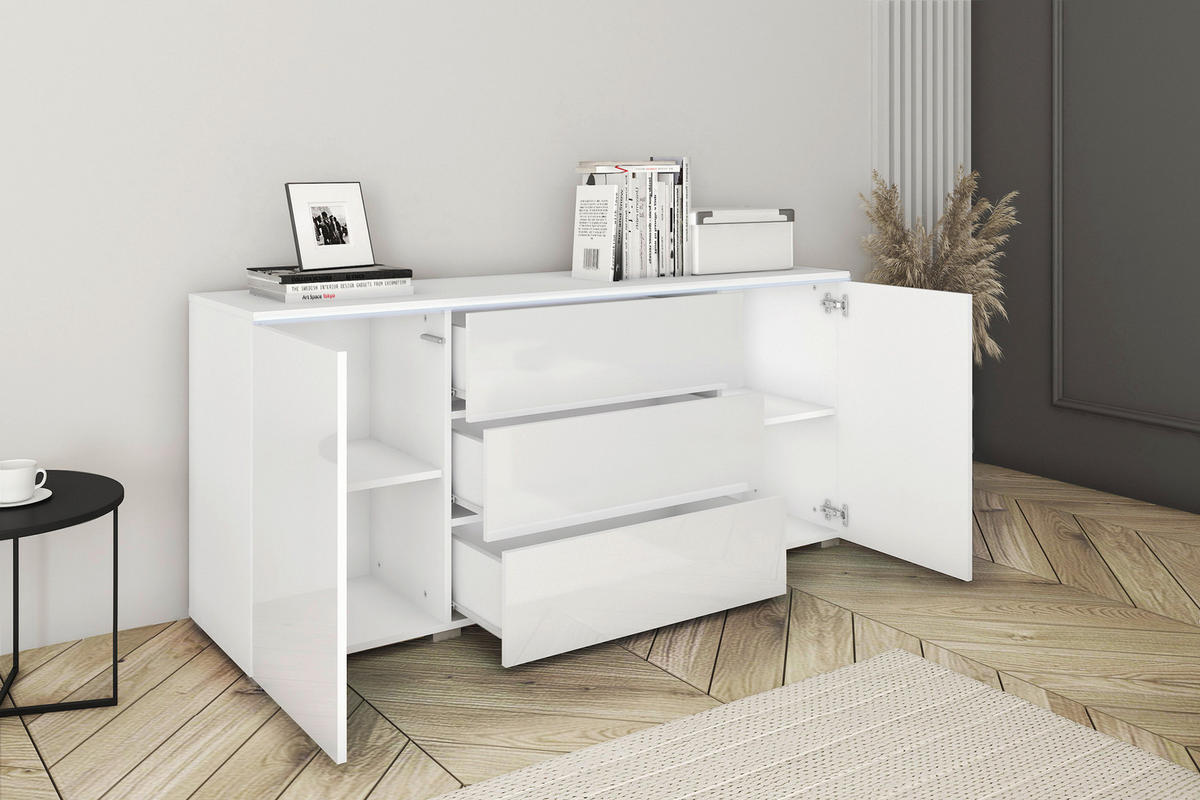 SIDEBOARD Vera  in 150/67,9/39,5 cm  - Weiß Hochglanz/Weiß, LIFESTYLE, Holzwerkstoff/Kunststoff (150/67,9/39,5cm) - P & B
