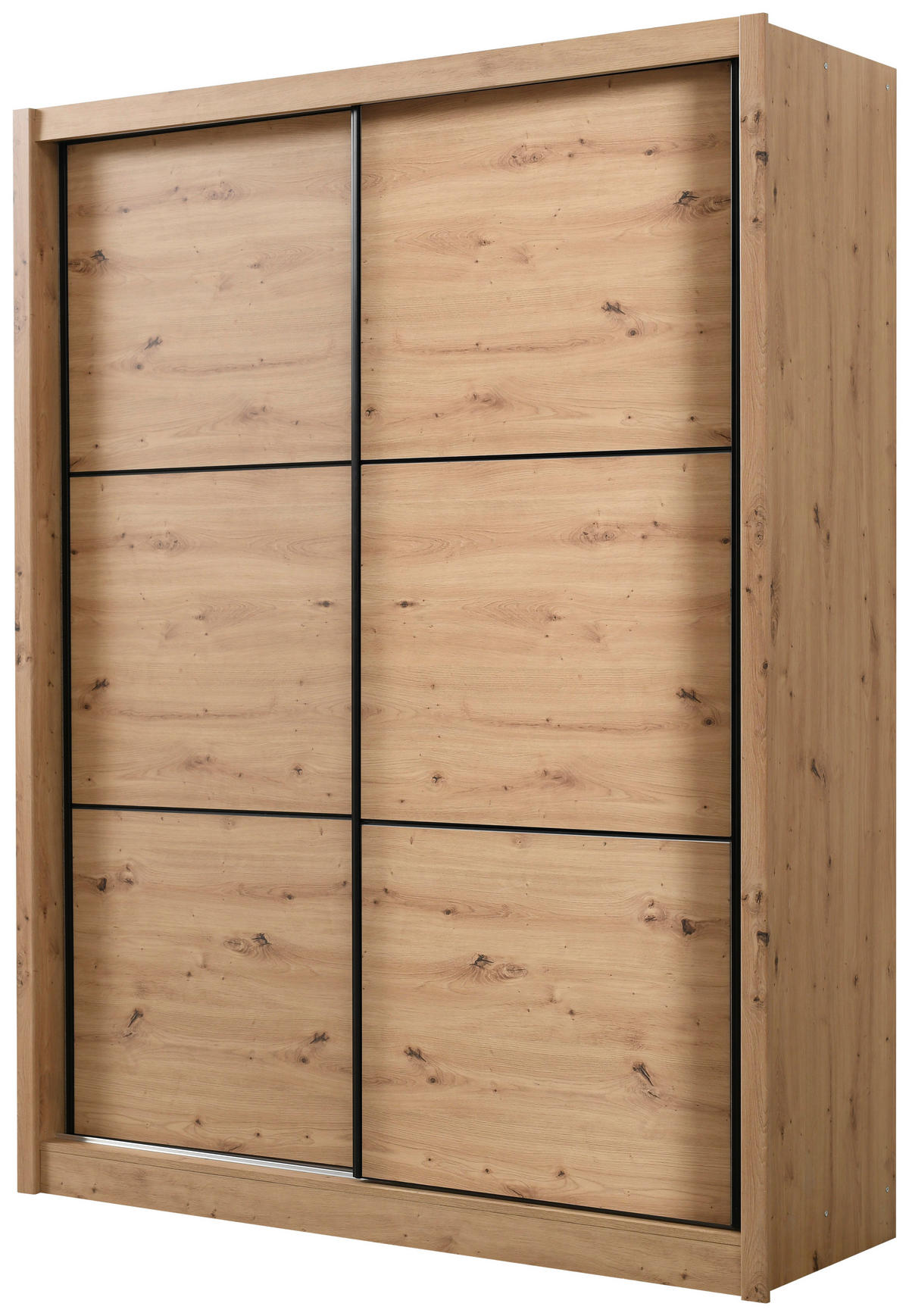 SCHIEBETÜRENSCHRANK 166/215,5/60 cm 2-türig Eiche Artisan  - Schwarz/Eiche Artisan, Basics, Holzwerkstoff/Metall (166/215,5/60cm) - Xora