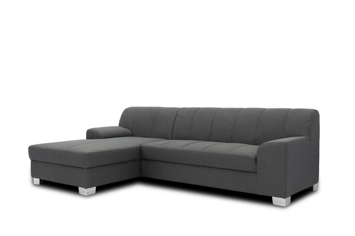 ECKSOFA CAPRI Grau Struktur  - Chromfarben/Grau, KONVENTIONELL, Textil/Metall (152/239cm) - MID.YOU