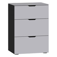 NACHTKÄSTCHEN 45/65/43 cm  in Schwarz, Hellgrau  - Hellgrau/Schwarz, Design, Glas/Holzwerkstoff (45/65/43cm) - Jutzler