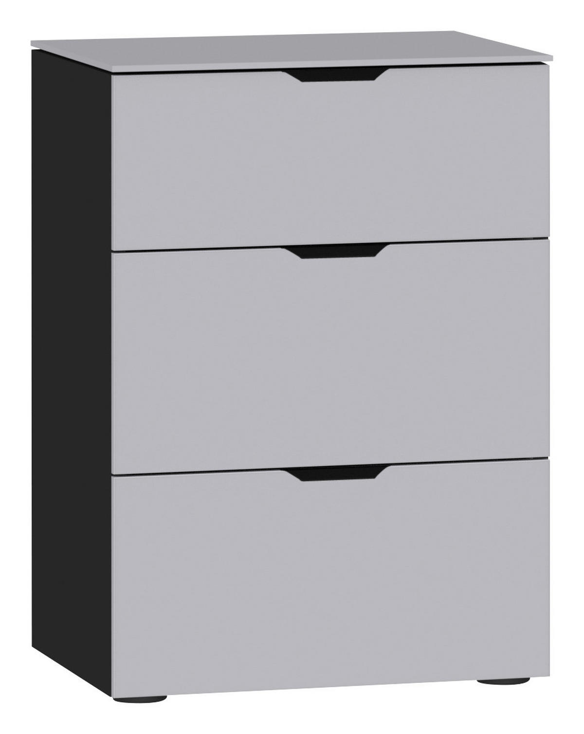 NACHTKÄSTCHEN 45/65/43 cm  in Schwarz, Hellgrau  - Hellgrau/Schwarz, Design, Glas/Holzwerkstoff (45/65/43cm) - Jutzler