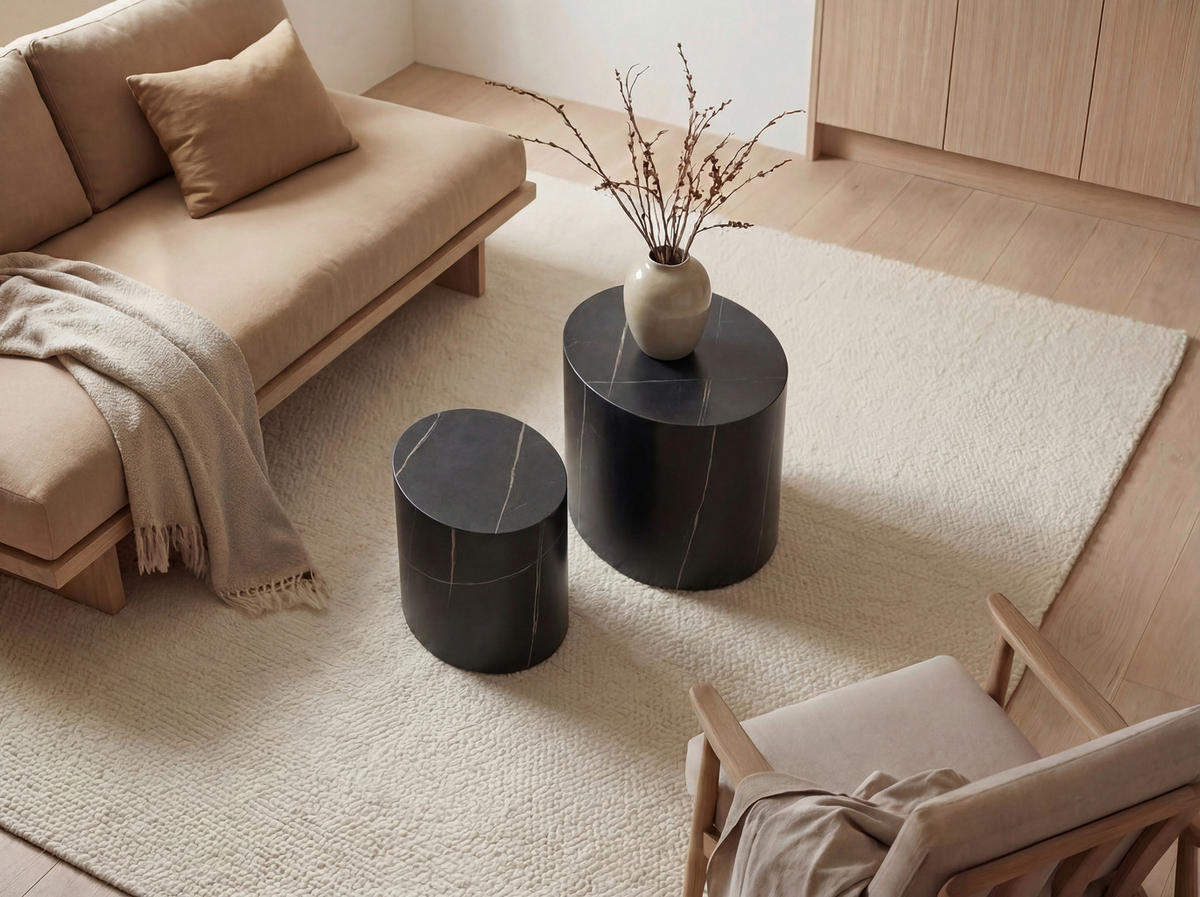 SET POMOĆNIH STOLIĆA crna  drvni materijal   - crna, Trend, drvni materijal (48/38/38,5/32,5/40/30cm)