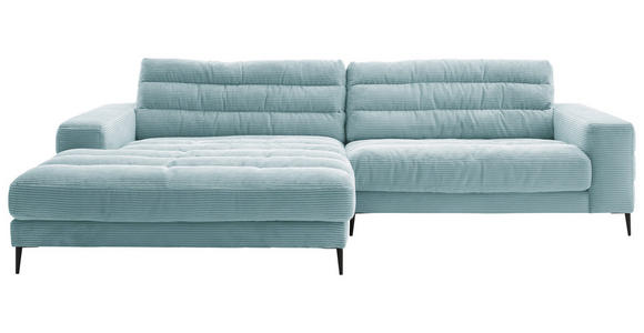ECKSOFA Hellblau Cord - Schwarz/Hellblau, Design, Textil/Metall (207/296cm) - Dieter Knoll