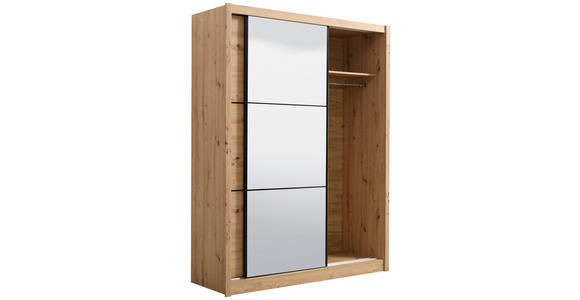 SCHIEBETÜRENSCHRANK 166/215,5/60 cm 2-türig Eiche Artisan  - Schwarz/Eiche Artisan, Basics, Glas/Holzwerkstoff (166/215,5/60cm) - Xora