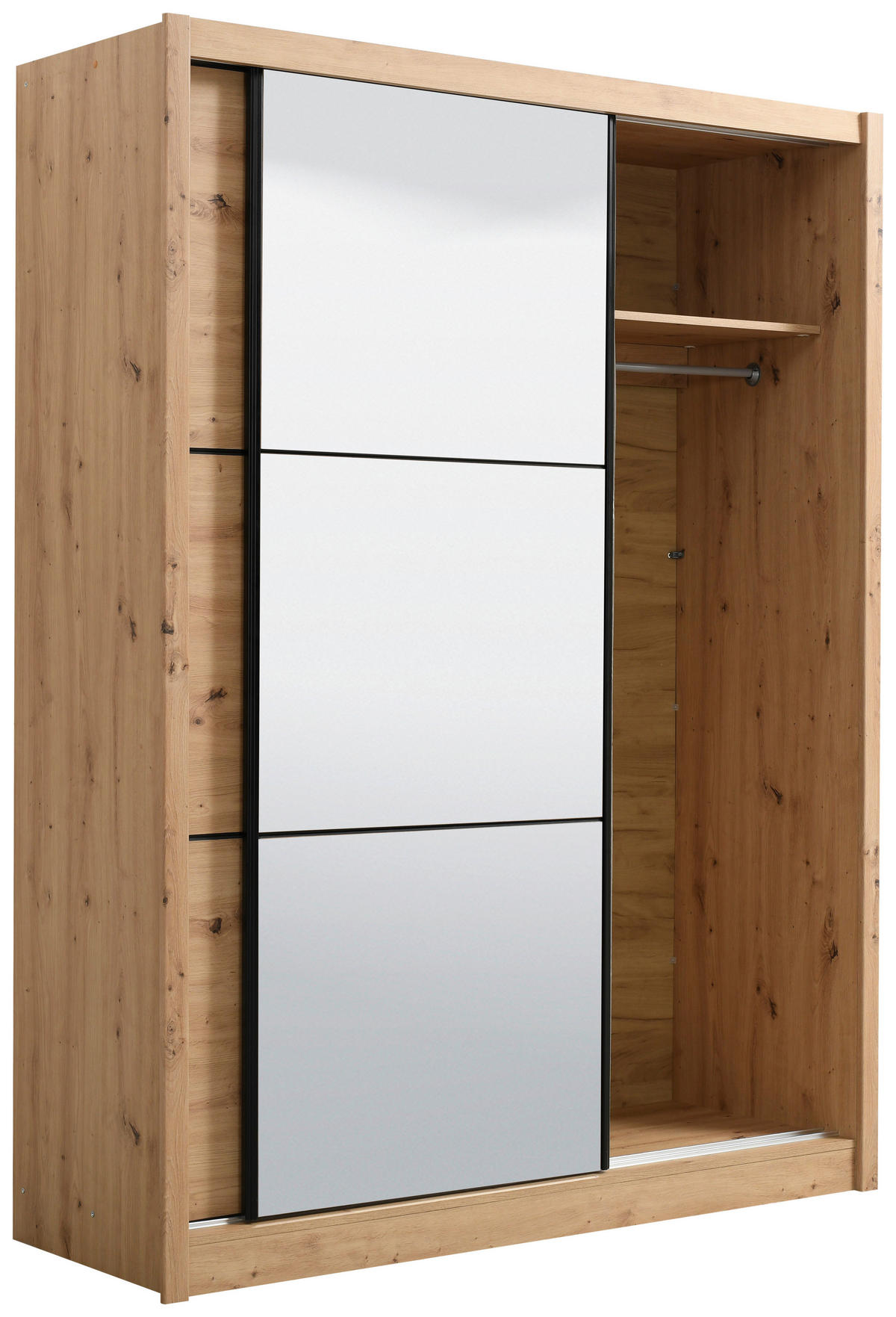 SCHIEBETÜRENSCHRANK 166/215,5/60 cm 2-türig Eiche Artisan  - Schwarz/Eiche Artisan, Basics, Glas/Holzwerkstoff (166/215,5/60cm) - Xora